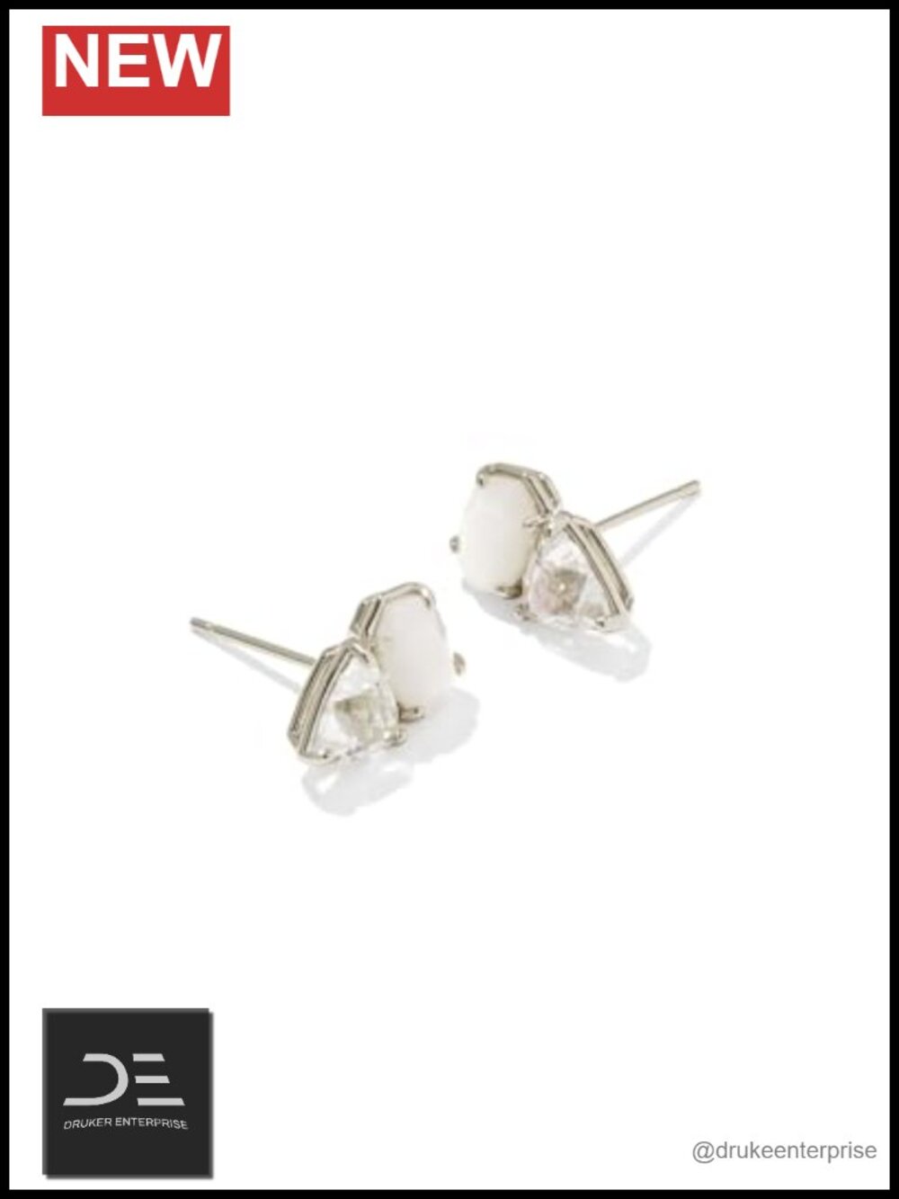 Toi-et-Moi Stud Earrings Brass Push Back Post Jewelry